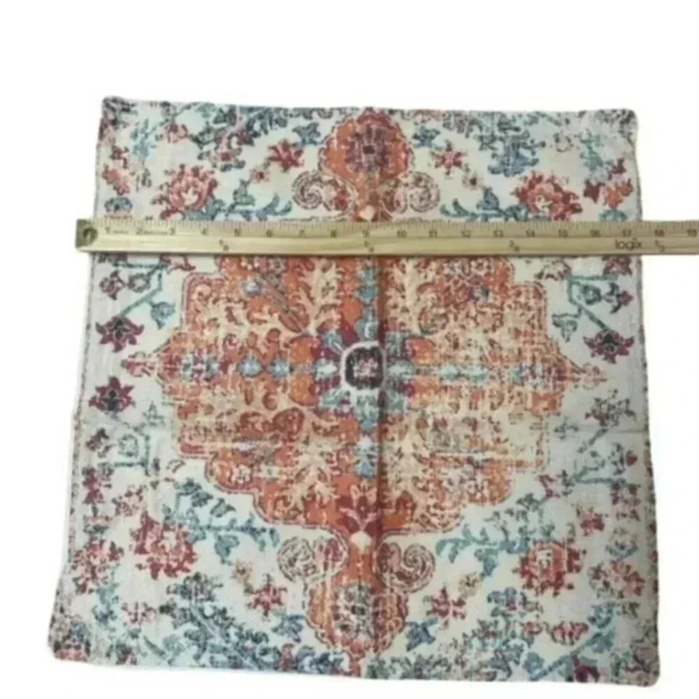Set of 3 18x18 Western Native American Blue/Peach Pillow Covers Boho Aztec Throw